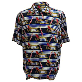 Camicia stampata Dolce & Gabbana in seta multicolore con sedia da spiaggia