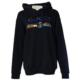 Sudadera negra con logo de lentejuelas Gucci