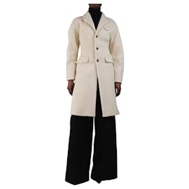 Bottega Veneta Cremefarbener schwerer Boucle-Mantel - Größe UK 4