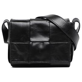 Bottega Veneta Borsa a tracolla in pelle di vitello nera Candy Paper Intrecciato