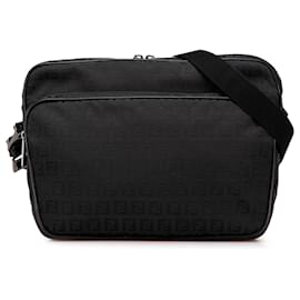 Borsa a tracolla in tela Zucchino nera Fendi