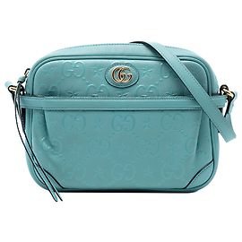 Borsa a tracolla in pelle blu GG con stampa a stelle Gucci
