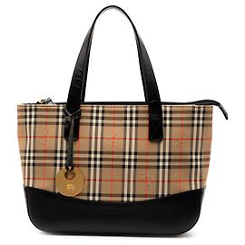 Borsa tote in tela a quadri Haymarket marrone Burberry