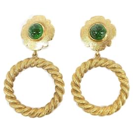 Chanel Clip-Ohrringe in Gold und Grün