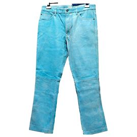 Pantaloni Guess in pelle turchese di agnello