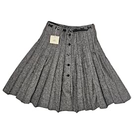 Hermès Faltenrock aus Wolle und Angora in Grau