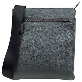 Sac à épaule en cuir gris Salvatore Ferragamo