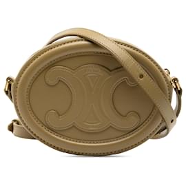 Celine Verde Piccola Borsa in Pelle di Vitello Triomphe Ovale a Spalla - Céline