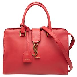 Borsa tote Downtown in pelle rossa con monogramma Saint Laurent