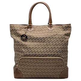 Fendi Braune Zucchino Canvas Chef Einkaufstasche