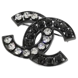 Spilla in cristallo nero in metallo Chanel