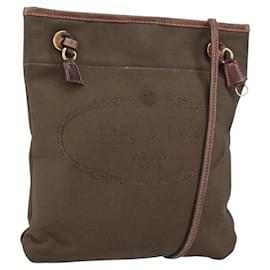 Borsa messenger piatta in tela media con logo Prada