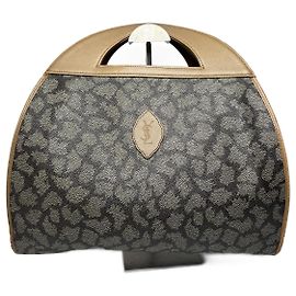Borsa tote in pelle vintage Yves Saint Laurent grigia marrone nera