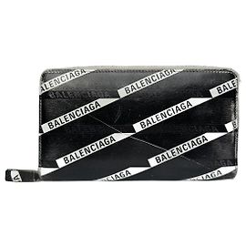 Vintage Balenciaga Zippy Leather Wallet Black