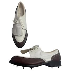 Scarpe da golf in pelle vintage Balenciaga / Budapester nero bianco 24cm