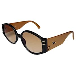 Vintage Dior Sonnenbrille mit Schlangenprägung in Gelb und Schwarz