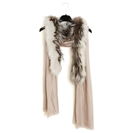 Fendi Foulard Etole Beige Rosa Nudo Cashmere Stola Sciarpa Preziosa