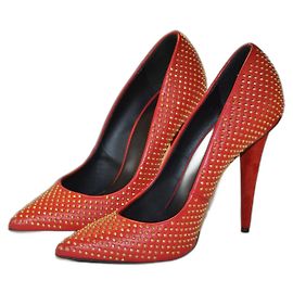 Giuseppe Zanotti Red Leather Studded Pumps Size 37