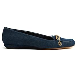 Chanel Ballerina Moccasins Jean EU38 Denim and Chain CC Flats Loafers UK5 US7.5