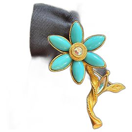 Christian Lacroix · Spilla Vintage · Fiore con Accento Turchese