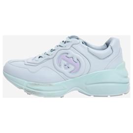 Gucci Blaue Rhyton-Ledertrainer - Größe EU 38,5