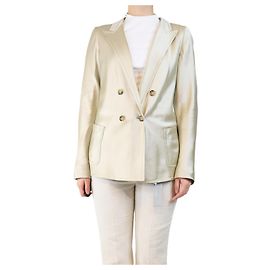 Max Mara Blazer in seta satinata neutra - taglia UK 12