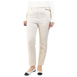 Rick Owens Pantalones de lino y lana crema - talla UK 10