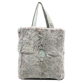 Borsa tote in pelliccia di coniglio grigia CC di Chanel