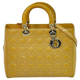 Christian Dior Borsa Lady Dior Vintage in pelle verniciata Cannage media