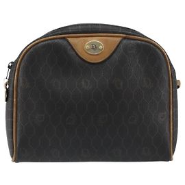 Christian Dior Vintage Honeycomb Canvas e Pelle