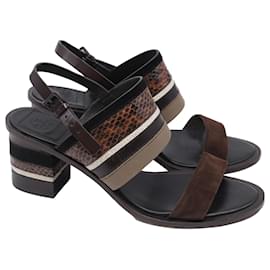 Tory Burch Edina 100 Sandals in Brown Leather