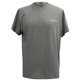Grau Baumwoll-T-Shirt mit Jacquemus-Logo-Druck