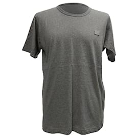 T-shirt a collo rotondo Face-Patch in cotone grigio di Acne Studios