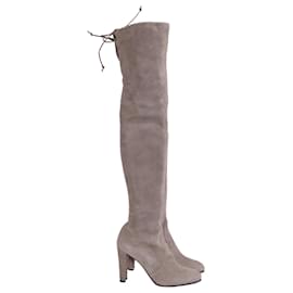 Bottes hautes Stuart Weitzman Highland en daim gris