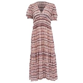 Vestido Midi V-Neck Elodie en Seda Rosa de Ulla Johnson