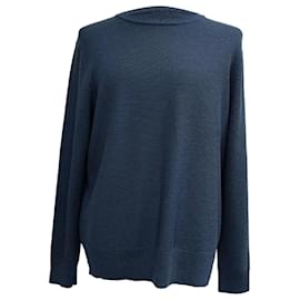 Sandro Pullover aus marineblauer Wolle mit Rundhalsausschnitt