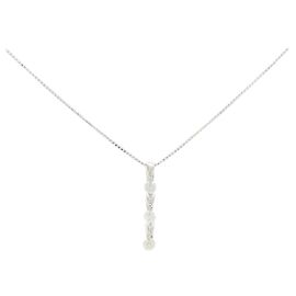Autre Marque Collar de diamantes de tres piedras en oro blanco Au750