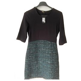 Maje Kleid dunkelgrün aus Baumwolle und Wolle