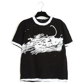 T-Shirt Chanel 2022 Crociera FR38 Nera in Cotone Dipinta Top da Resort UK10 US6 o 8