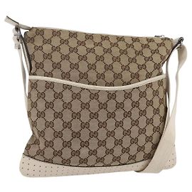 Borsa Messenger con Zip Gucci GG in Tela con Pelle Perforata Piccola