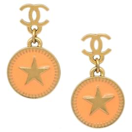 Orecchini pendenti Chanel CC Star in metallo con smalto