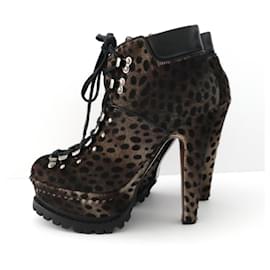 Botines de plataforma de piel de ternera leopardo Alaïa