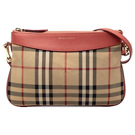 Borsa a tracolla Peyton in tela a quadri Haymarket beige di Burberry