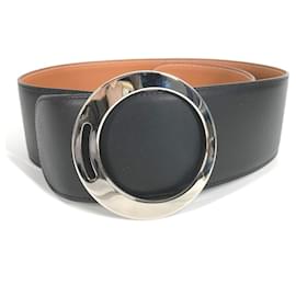 Hermès Breite schwarze Leder-Gürtel HERMES