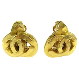 Orecchini a clip in metallo vintage CC a forma di cuore Chanel piccoli