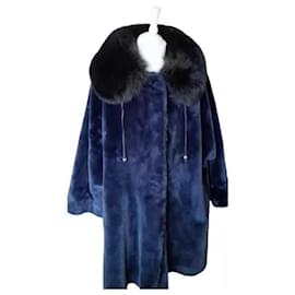 Enrico Mandelli Royal Blue Faux Fur Winter Coat - Autre Marque