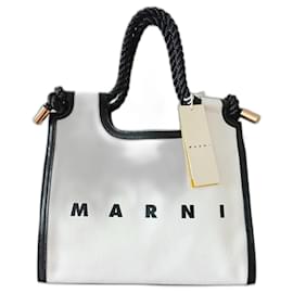 Borsa Marni Marcel Bicolore Nero e Bianco in Pelle e Tela