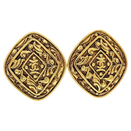Orecchini a clip vintage in diamante placcati oro Chanel