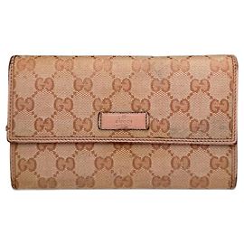 Portafoglio vintage Gucci monogramma beige rosa