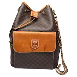 Céline Borsa a Secchiello in Pelle Monogramma Celine Paris Vintage Marrone